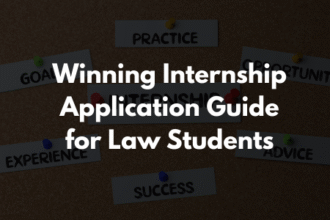 Law student drafting internship application